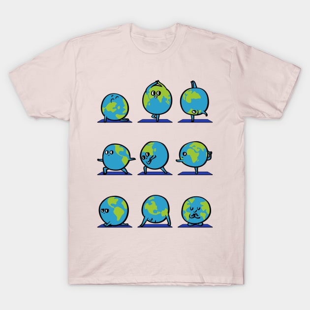 Earth Yoga T-Shirt by huebucket